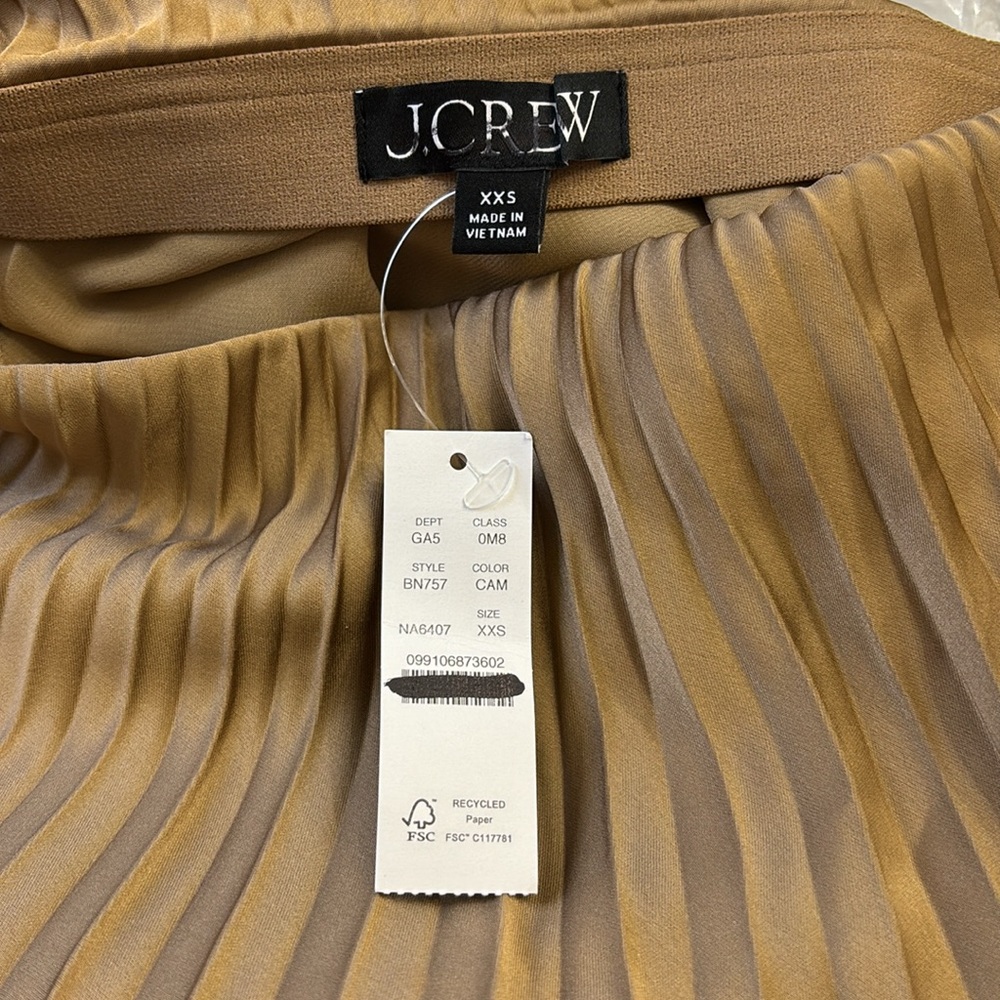 NWT J. Crew Gwyneth pleated midi slip skirt in Camel BN757 - Picture 5 of 8
